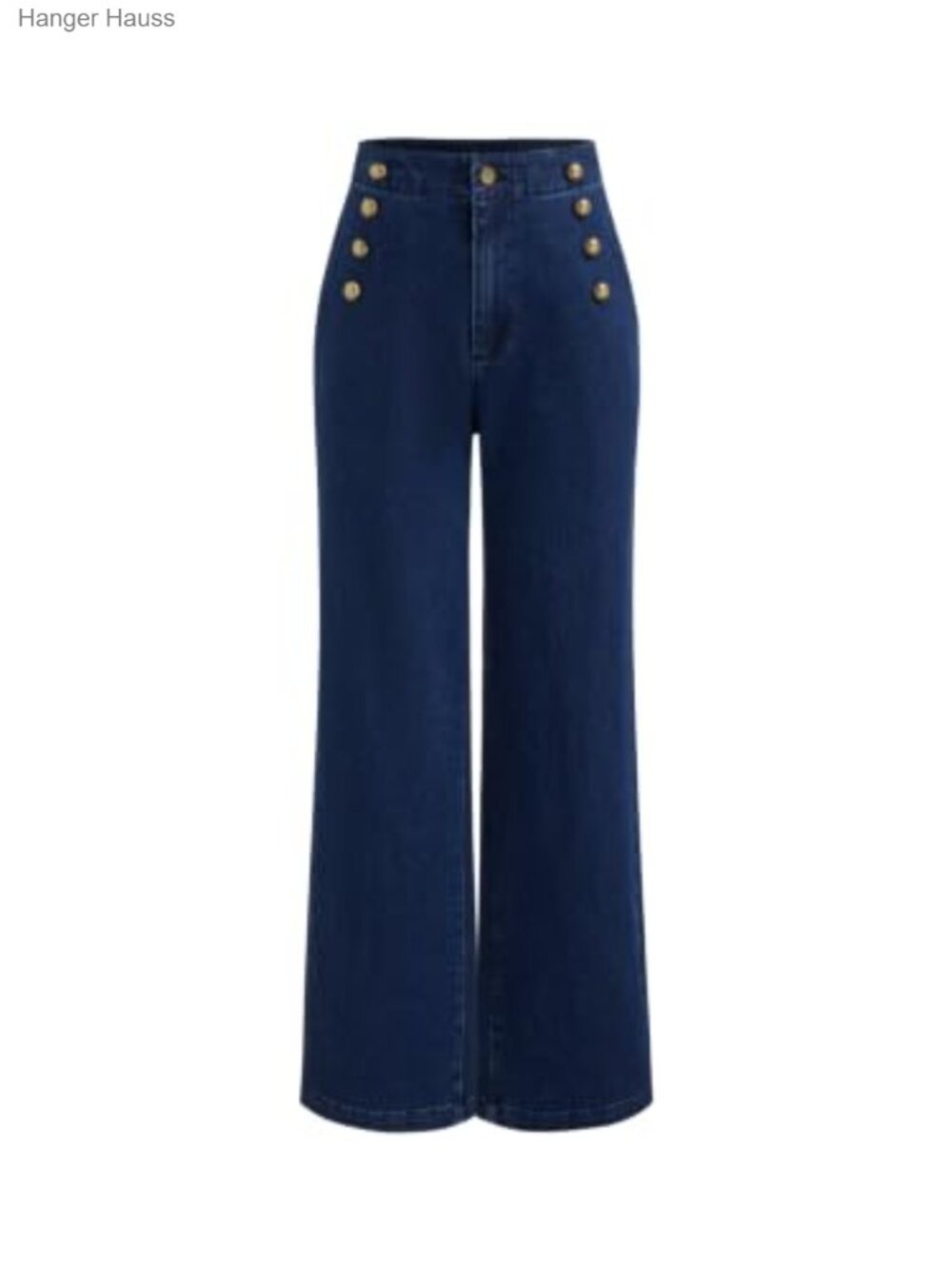 Women's Wide Straight Leg Jeans High Rise Button Fly Casual Business Pants